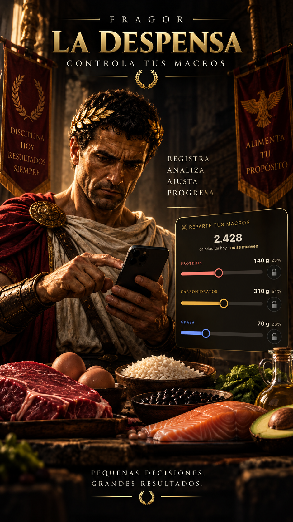 Calorías y proteína del día, calculadas solas